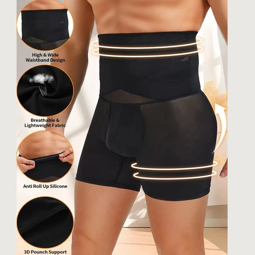US Herren High Waist Kompression Boxershorts Bauch Slim Mieder Hose Body Shaper - Bild 3 von 30