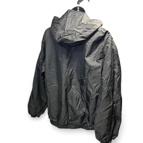 Y2K zip up vintage windbreaker jacket grey & black white stripes Youth large - Picture 3 of 4