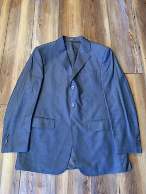 Giorgio Fiorelli Mens Blazer Blue Pinstriped 40R Suit Jacket Sport Coat 