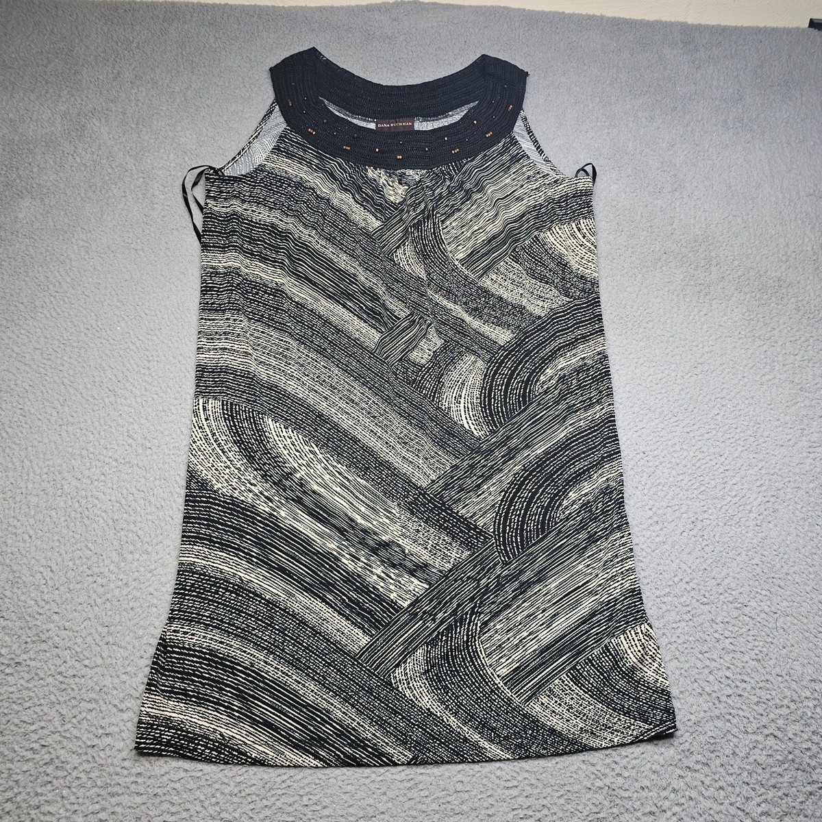 Dana Buchma Sun Dress Size XL Stretchy Beaded Crochet Neckline Loose Fit