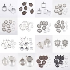 6 Sets Tibetan Style Alloy Pendant Cabochon Settings DIY Pendant Making Findings