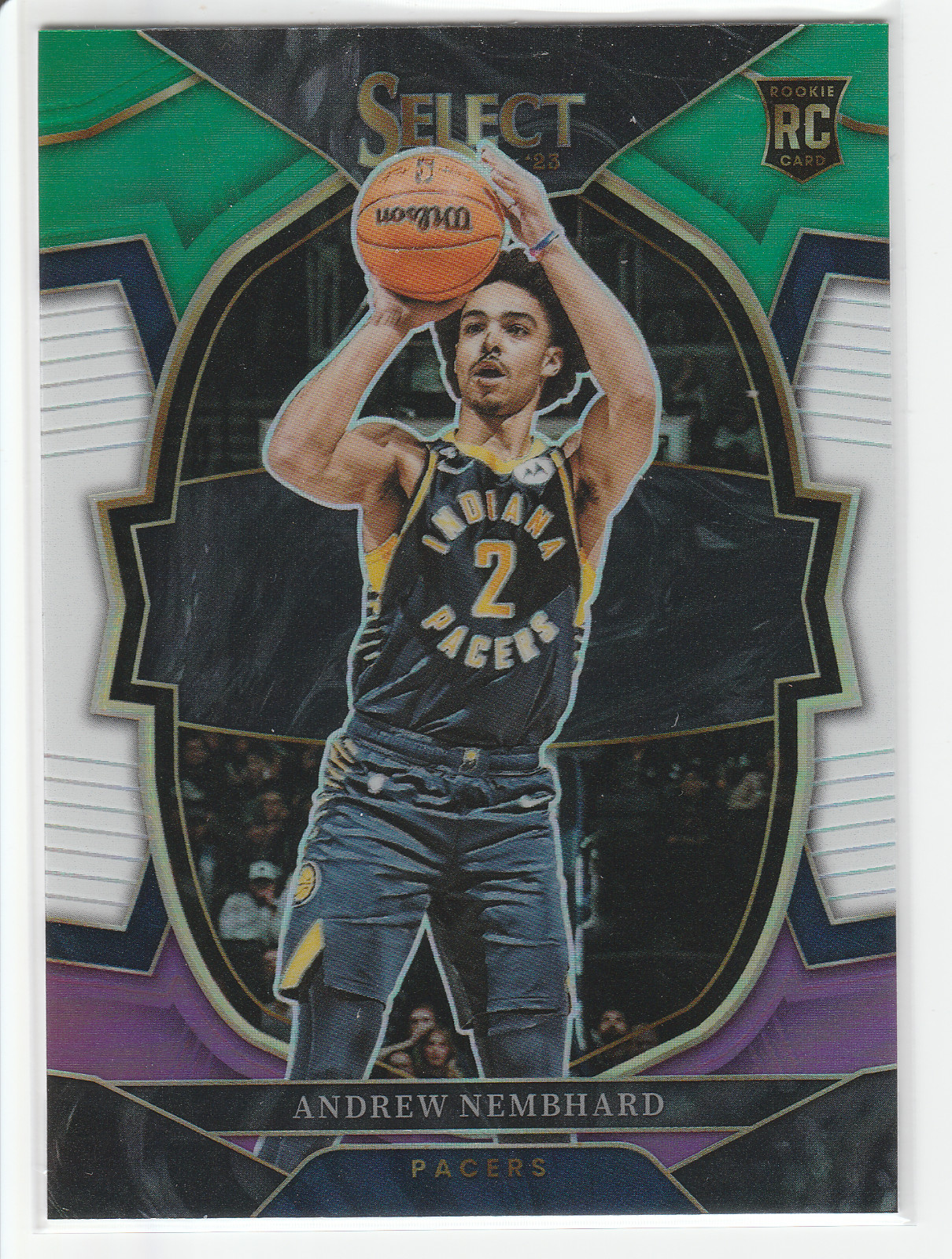 Andrew Nembhard 2022-23 Panini Select Concourse #77 Green White Purple Prizm RC