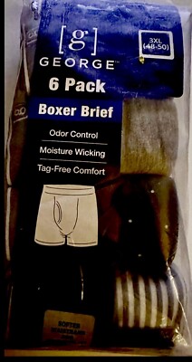 George Mens 3XL (48-50) Boxer Brief 6 Pack Tag Free Moisture Wicking | eBay