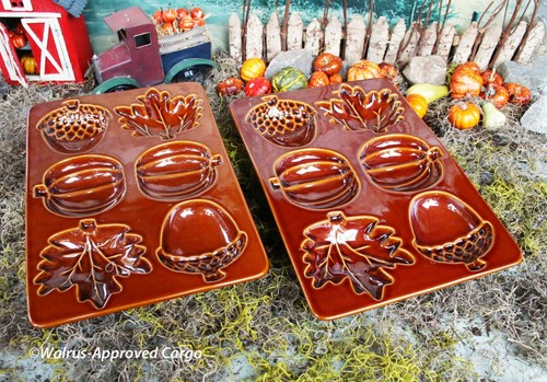 CRATE & BARREL PUMPKIN FALL CAKELET MOLDS (2) -NWT- ENJOY AUTUMN’S JUST DESSERTS - Picture 2 of 8