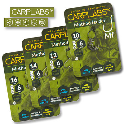 Karpfen Angelhaken PTFE beschichtet Barbed Method Feeder Chod Micro Barbed Barbless