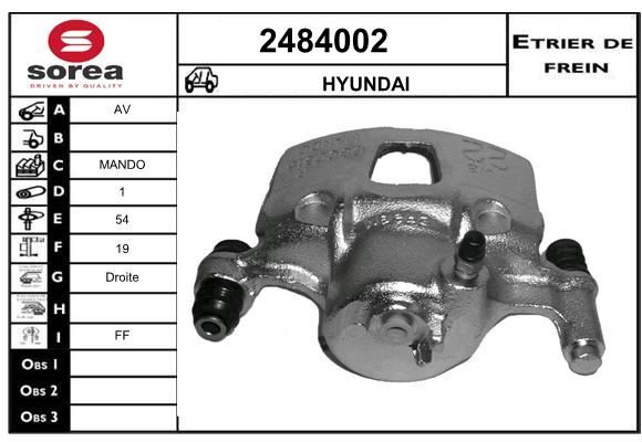 Étrier de frein pour Hyundai Getz Accent et Pony en acier forgé position arrière droite