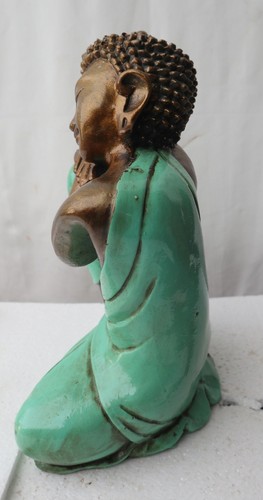 Buddha Relax Resin Vest Colour Turquoise Handmade CMS 21x12x27 H Left - Picture 5 of 7