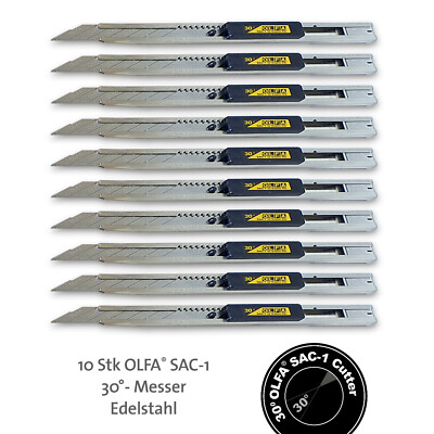 10 Stk. Olfa  SAC-1 Profi-Messer Edelstahl 9mm 30° Autofolie Car Wrap Bastel Hob