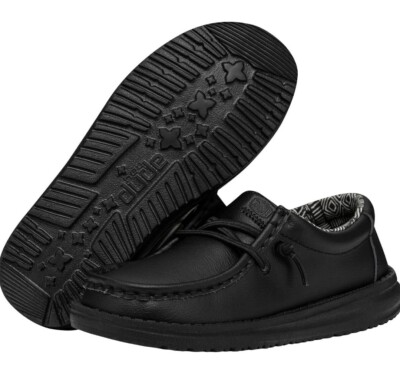 Hey Dude Wally Youth Mono Leather Black Toddler Size 11 NWOB | eBay