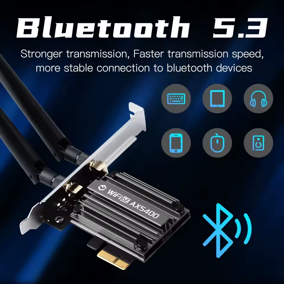 WiFi 6 PCI-E AX5400 WiFi Card 3000Mbps TRI Band Bluetooth5.2 Network Adapter UK - Image 4 of 4