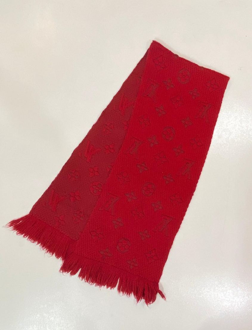 Louis Vuitton Red Logomania Wool Scarf for Women