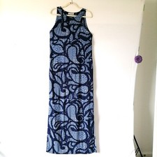 Sam & Lavi Womens Blue Halter Neck Paisley Print Long Maxi Dress Size Small
