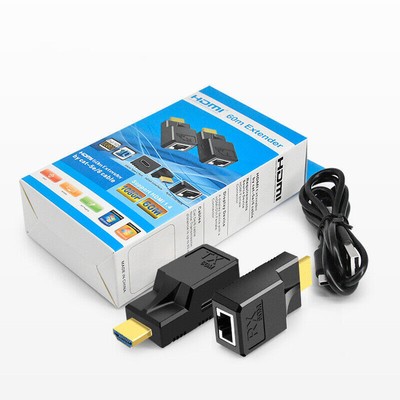HDMI to RJ45 Extender 1080P 60M over Cat5e/6/7 for   PC HDTV Ethernet #F22