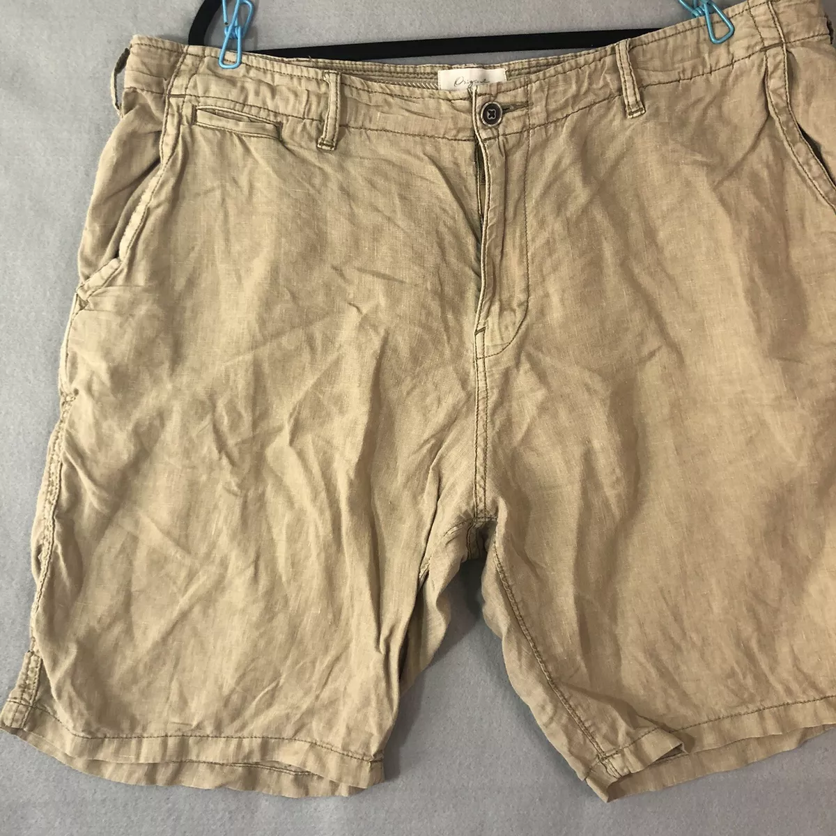 Lucky Brand Mens Linen Shorts Drawstring Khaki Tan Summer Mens