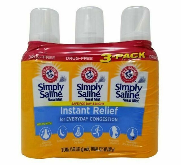 Arm & Hammer Simply Saline Instant Relief Nasal Sprays, 4.5oz 3 Pack