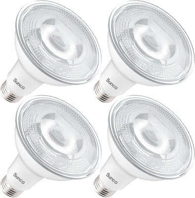 Sunco Lighting 4 Pack Dusk to Dawn Light Bulbs Flood Light Outdoor PAR30 LED