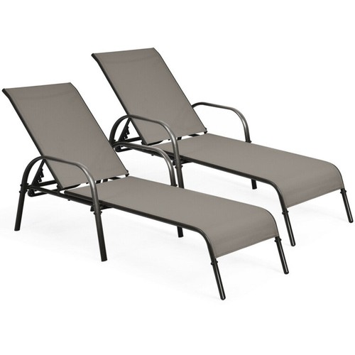 Lounge Outdoor Patio Chair Chaise Reclining Pool Lawn Black Adjustable New Large - Picture 12 of 12