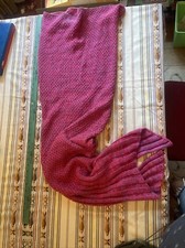 Mermaid Tail Blanket Pink With Blue Highlights Very Soft Yarn