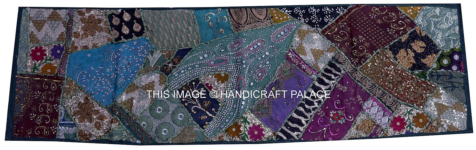 INDIAN 60" EMBROIDERED HAND WORK VINTAGE KUNDAN BEADS WORK WALL HANGING TAPESTRY eBay