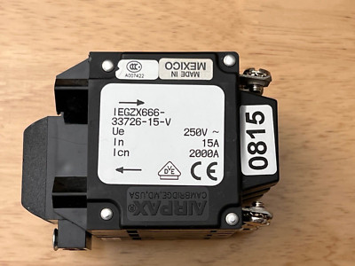 Airpax IEGZX666-33726-15-V CIRCUIT BREAKER 250V 15A 50/60 HZ 3 POLE SCREW