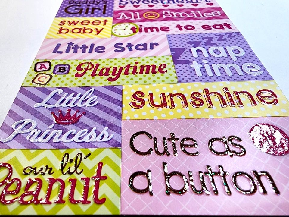 Bebé Niña Frases Papá Niña Lindas Como Botón Brillo Pegatinas en Relieve Foto 2 de 2