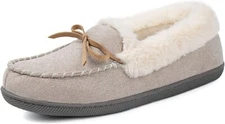 Womens Moccasin Slippers Memory Foam Warm House Shoes Fuzzy Lining Closed Back