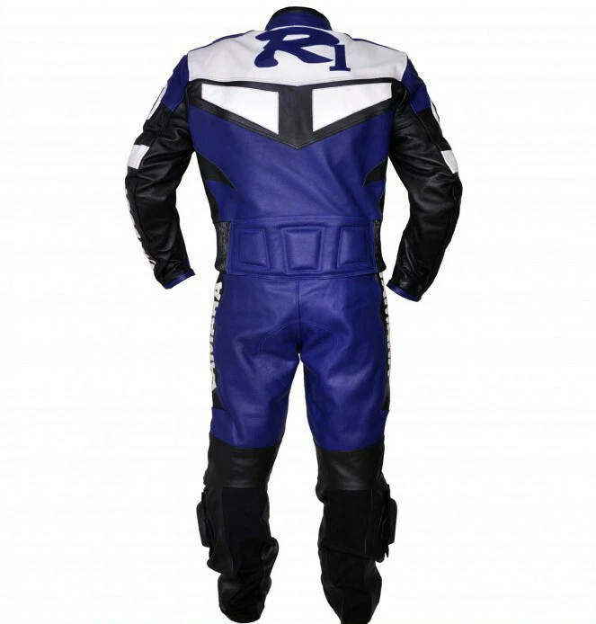 YAMAHA R1 Hommes Combinaison de Moto en Cuir Courses Moto en Cuir Veste Pantalon - Photo 3/4