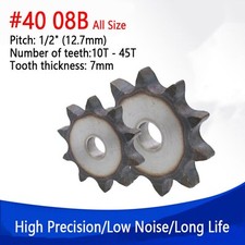 40 Flat Chain Drive Sprocket 10T - 45T Pitch 1/2" For 40 08B Roller Chain