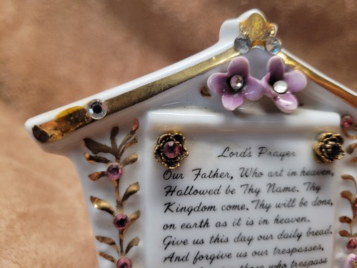 Lefton China 218 Lord's Prayer Wall Pocket -rare, few missing petals, must see - Picture 11 of 17