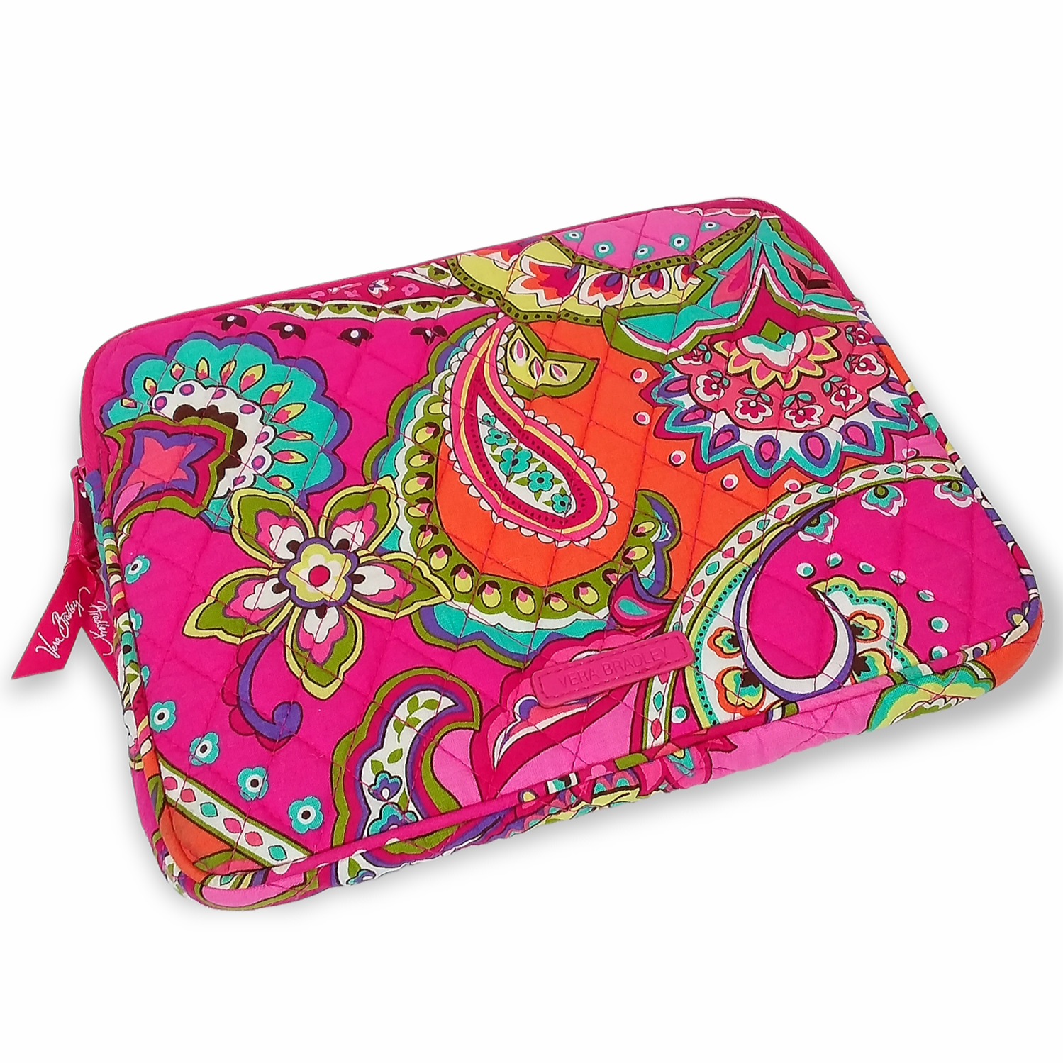 Vera Bradley 10x8in Pink Paisley Quilted Tablet eReader Jewelry Travel Case-image