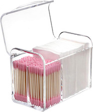 Qtip Holder Dispenser for Cotton Ball Swab, Cotton round Pads, Floss,3 Compartme