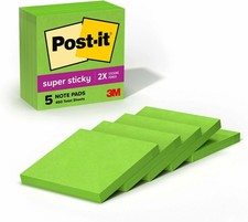 Super Sticky Notes 5 Sticky Note Pads 3 x 3 in. School Supplies Office Products