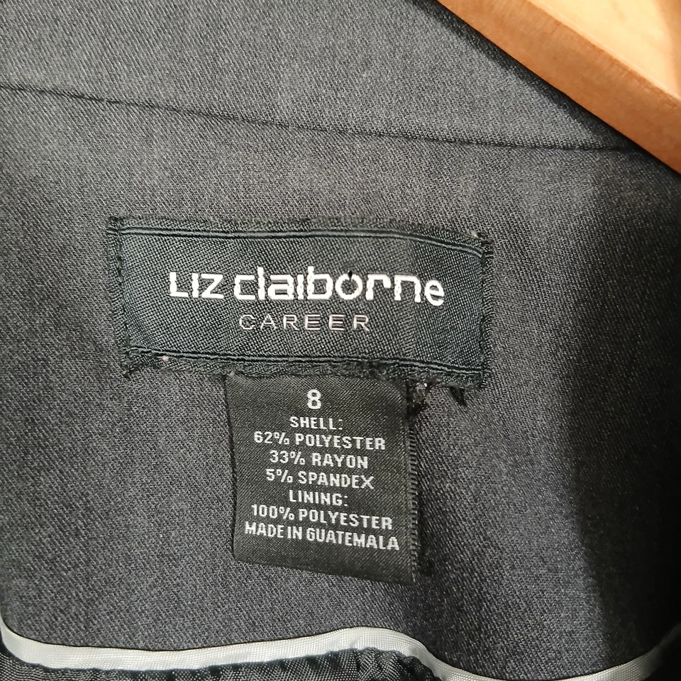 Liz Claiborne 套装女式 8 Blazer 6 裤子炭灰色 Sophie 经典 — 第 4/4 张图片