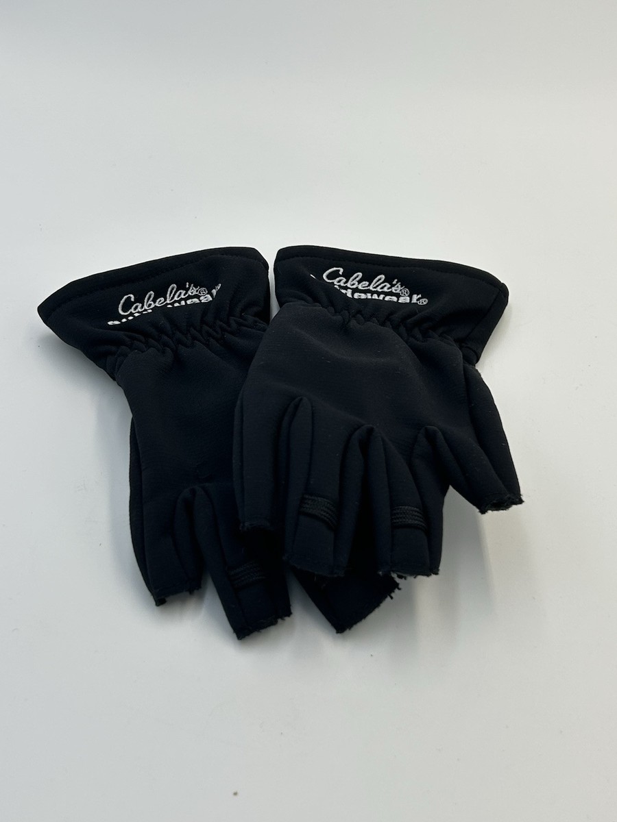 Cabelas Wind stopper Fingerless Gloves Fleece Black Size S