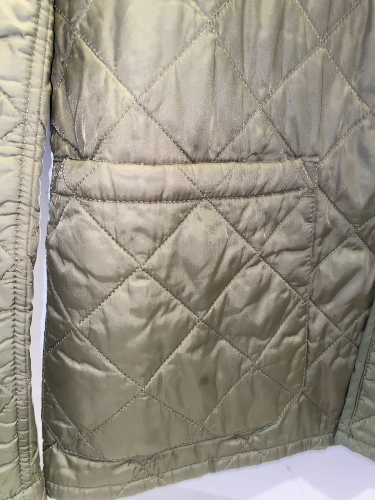 Barbour Dept B Lock Quilt Quilted Jacket Green with Corduroy Collar Men’s Large image 6