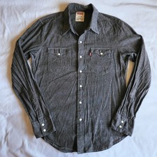 Levi's Strauss Co Men's SM Gray Western Pearl Snap Button-Up Long Sleeve Shirt