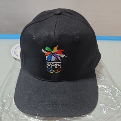 Vintage 1998 Nagano Winter Olympics Japanese Snapback Black Hat RARE HTF NWT