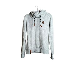 Naketano Brave New World Hoodie Sweatshirt Womens M Gray Melange Funnel Neck