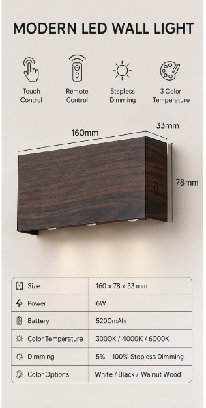 Lampe murale avec télécommande applique LED dimmable pour éclairage intérieur de salon - 4