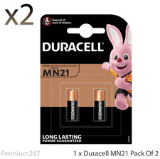 2x Duracell MN21 Alkaline Batteries A23 LRV08 12V 2X - New