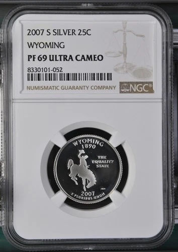 2007-S Silver Wyoming State Quarter - NGC PF69 ULTRA CAMEO