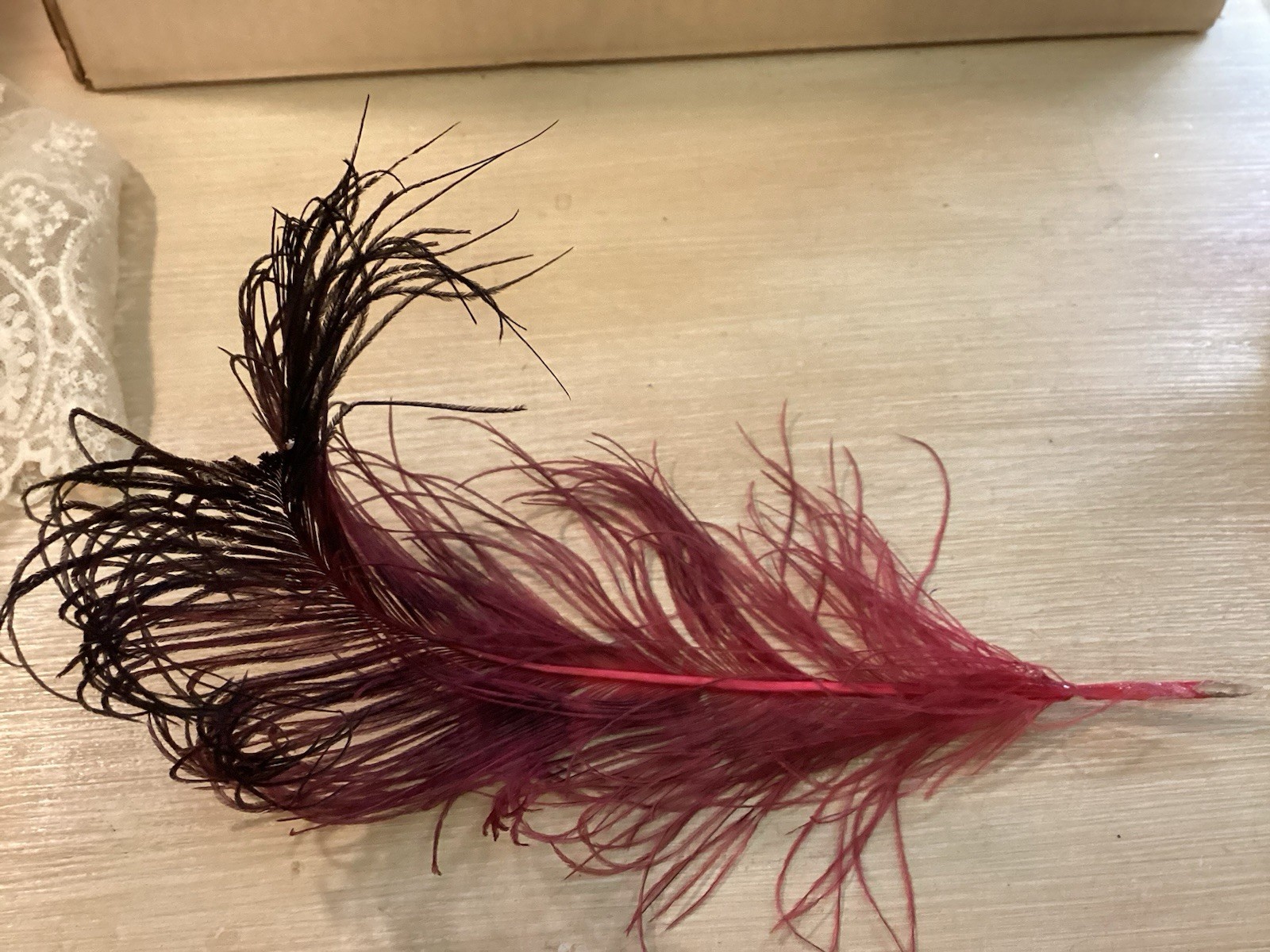 3 Vintage Ostrich Feathers Pink, Peach , Dark Pink W/ Black