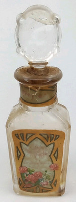 Antique 1910s J R Watkins Trefle Glass Perfume Bottle With Stopper New Arrival