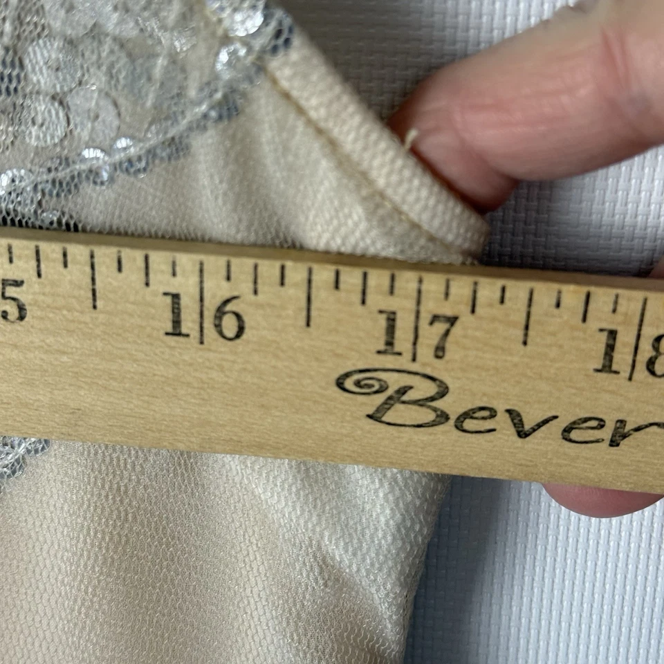 Free People Sequin Mesh Mini Dress S Silver Nude Boho Glam Festival Lace Vtg - Image 4 of 4