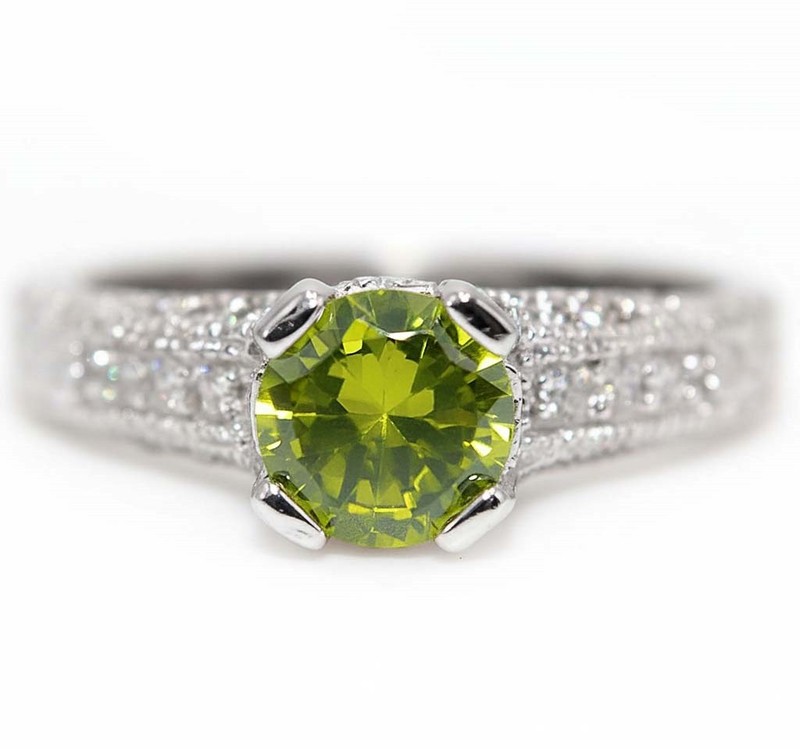 2CT Peridot 925 Solid Sterling Silver Ring Jewelry Sz 7 