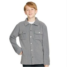 Quiksilver Youth Boy's M 10/12 Fleece Shirt Jacket Shacket Pockets Snap Gray