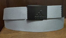 Adidas Silver/White Canvas Belt Logo Bkl Sz 42or Smaller 1.5 Wide GUC Read Desc