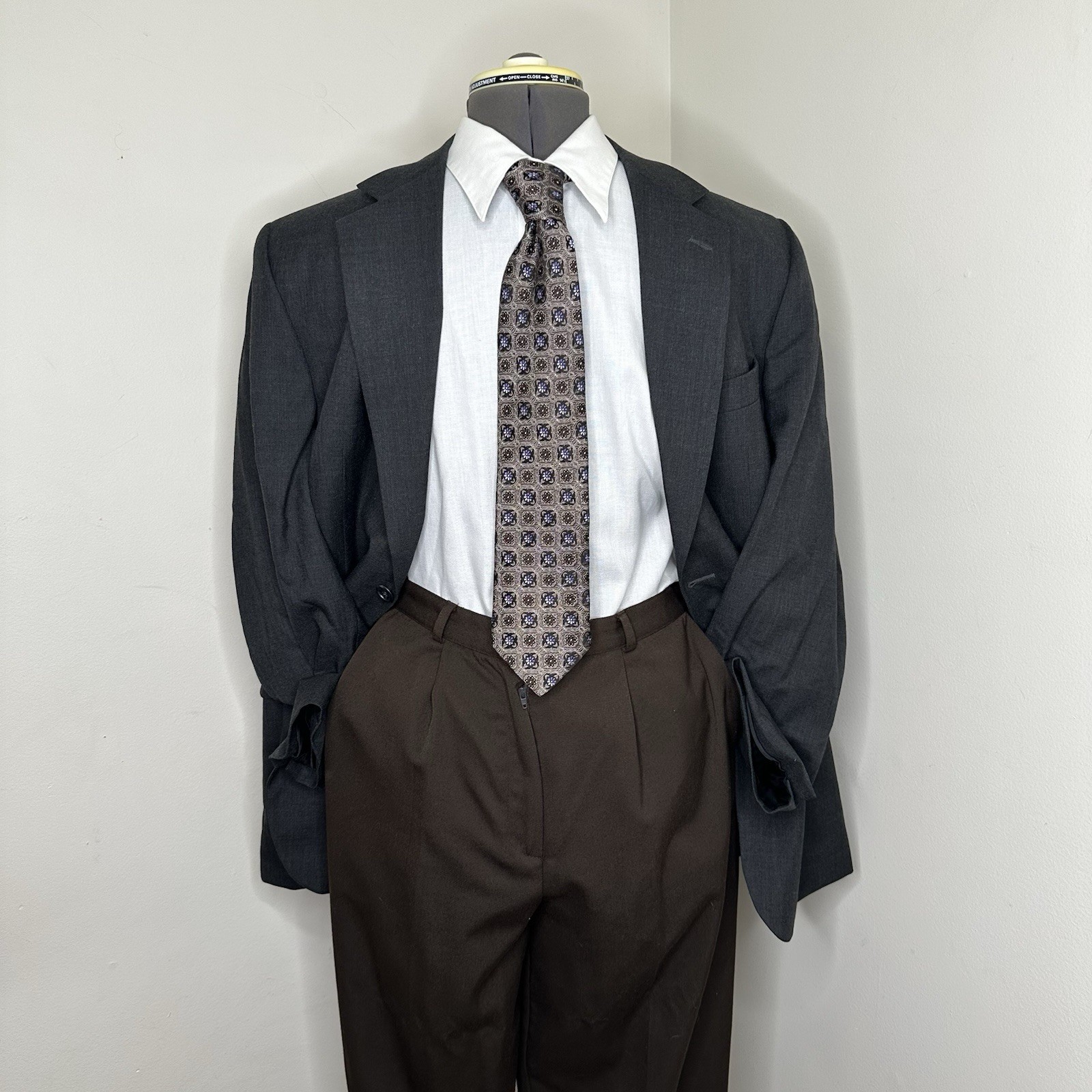 Stafford Mens 41R Blazer Sport Coat Suit Jacket Gray 2 Button Wool