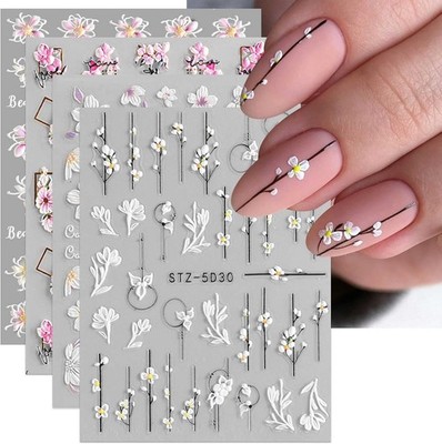3D Nagelsticker Frühling Blume Nail Art Sticker Selbstklebend Nagelaufkleber ...