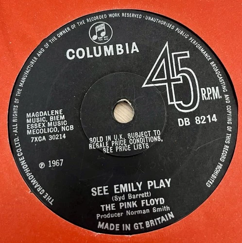 The Pink Floyd – See Emily Play 7" SINGLE 1967 COLUMBA SOLID CENTRE